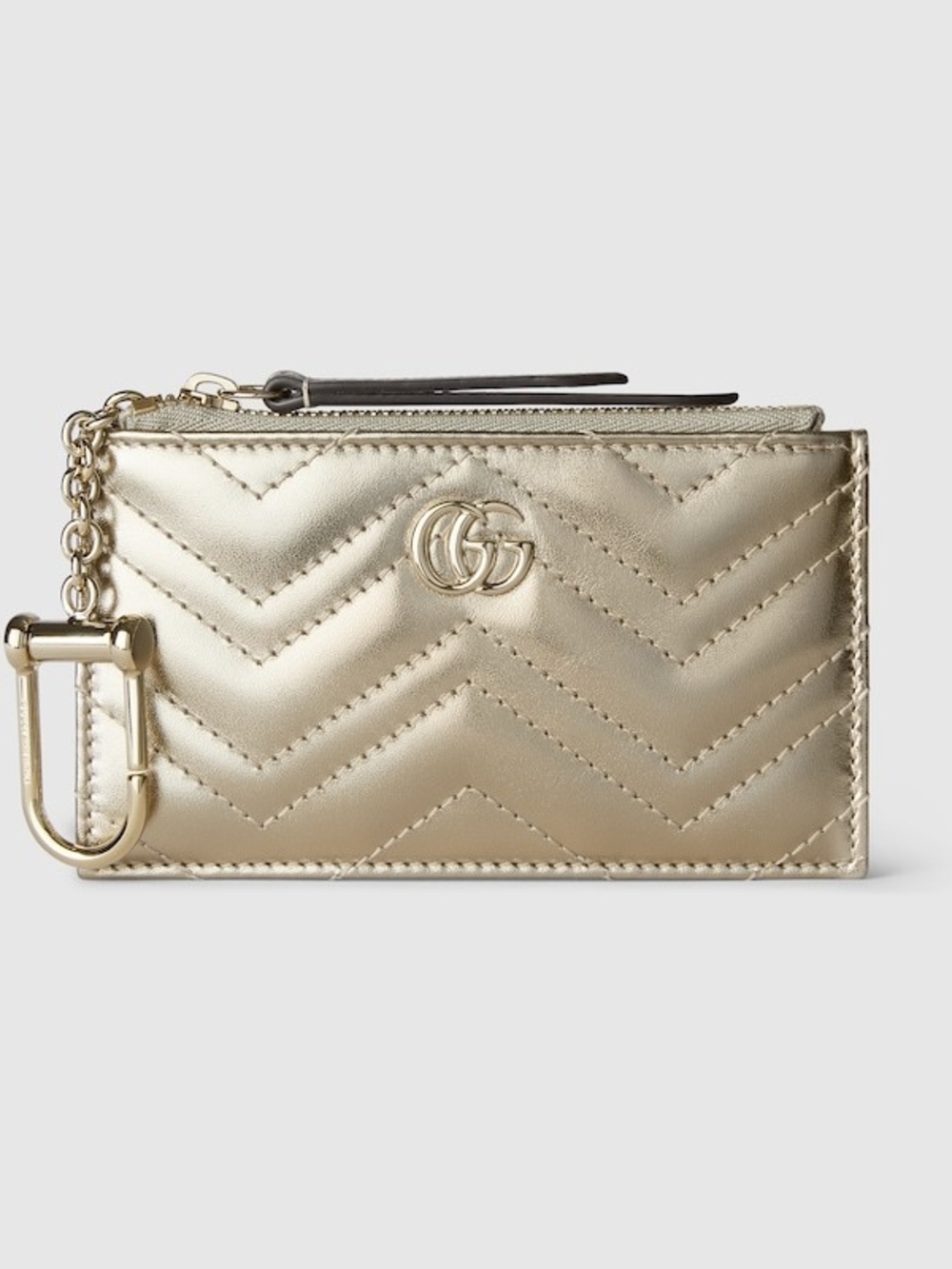 BNWT Gucci Metallic Gold GG Key Pouch